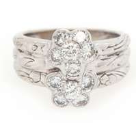 1.10ctw Round Diamond Double Flower Ring in 18K