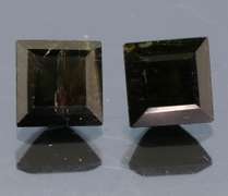 Princess cut 2.09ct midnight olive green Tourmaline pair