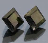 Square cut 2.22ct midnight olive green Tourmaline pair