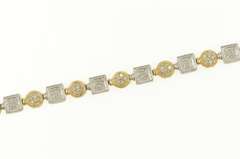 14K Yellow Gold 1.00 Ctw Diamond Two Tone Geometric Tennis Bracelet