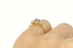 14K Yellow Gold 0.40 Ctw Tanzanite Diamond Three Engagement Ring