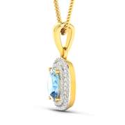 14 Kt Yellow Gold Aquamarine Diamond Pendant