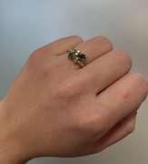 14kt Solid Yellow Gold, Emerald, and Diamond Ring