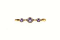 14K Yellow Gold Victorian Amethyst Inset Bar Antique Stick Pin