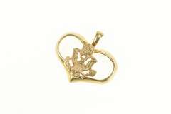 14K Yellow Gold United States Eagle Seal Heart Vintage Pendant