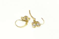 14K Yellow Gold Tanzanite Flower Cluster Ornate Lever Back Earrings
