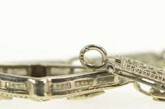 14K White Gold Art Deco Syn. Emerald Diamond Filigree Bracelet