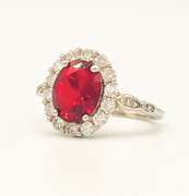Gorgeous Ruby & Sapphire Halo Ring