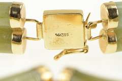 14K Yellow Gold Carved Jadeite Chinese Happiness Symbol Bracelet