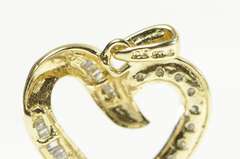 10K Yellow Gold Diamond Heart Baguette & Round Love Symbol Pendant