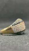 18K TWO TONE DOME RIGHT HAND RING WITH 4.50 CARATS T.W. OF BLACK AND WHITE DIAMONDS
