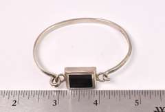 Black Gem In Sterling Silver Bracelet