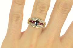 10K Yellow Gold 1.90 Ctw Sapphire Ruby Diamond Engagement Ring