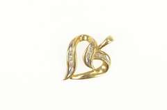 10K Yellow Gold Curvy Diamond Heart Love Symbol Valentine Pendant