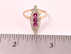 Amazing Ruby and Diamond Ring in 14K Yellow Gold