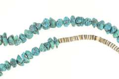 Sterling Silver Native American Raw Turquoise Onyx Beaded Necklace