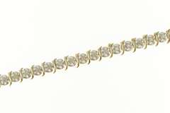10K Yellow Gold Diamond Encrusted Wavy Link Tennis Necklace