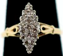 Narrow 10k Gold Diamond Cluster Ring