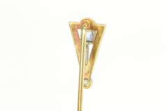 14K Yellow Gold Art Deco Filigree Diamond Syn. Sapphire Stick Pin