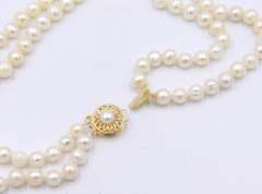 Elegant 6.5mm 2 Row White Fresh Water Pearl Necklace