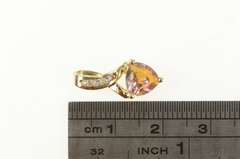 10K Yellow Gold Heart Peach Mystic Topaz Diamond Statement Pendant