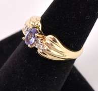 Gorgeous Purple Gemstone and Diamond Ring in 14K Yellow Gold