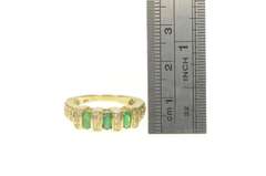 10K Yellow Gold 1.64 Ctw Oval Emerald Diamond Squared Ring