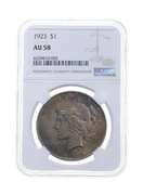 AU58 1923 Peace Silver Dollar - Graded NGC