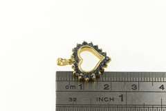 14K Yellow Gold Heart Sapphire Halo Love Symbol Classic Pendant