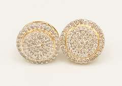 Flashy 14kt Solid Gold & 2.50+ Carat Diamond Stud Earrings
