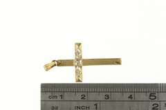 14K Yellow Gold Art Deco Diamond Inset Vintage Cross Pendant
