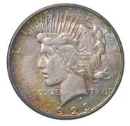 1923 Peace Silver Dollar Rainbow Toned