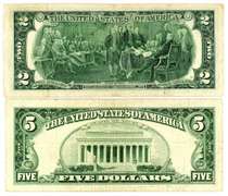 2 US Star Notes: 1976 $2, and 1963 $5