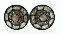 Beautiful Spiral Mine Cut Diamond Earrings with Dark Silver