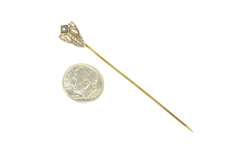 14K Yellow Gold Art Deco Filigree Diamond Syn. Sapphire Stick Pin