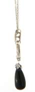 Gorgeous 0.20ctw Diamond and Onyx Art Deco Pendant Necklace