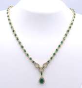 Majestic Yellow Gold Emerald and Diamond Necklace
