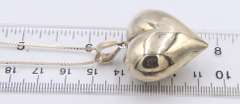 Vintage 925 Sterling Silver 3D Heart Shaped Pendant on Italian Chain Necklace