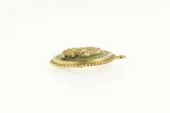 14K Yellow Gold 1960's Pisces Nephrite Astrology Zodiac Pendant/Pin