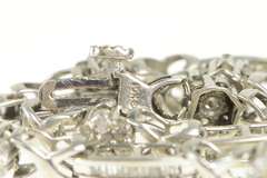 10K White Gold 2.50 Ctw Diamond Flower Cluster Bar Tennis Bracelet