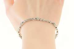 10K White Gold 2.50 Ctw Diamond Flower Cluster Bar Tennis Bracelet