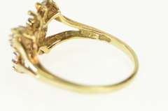 10K Yellow Gold Diamond Encrusted Butterfly Vintage Statement Ring