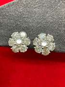 certified 14k white gold and diamond studs