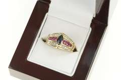 10K Yellow Gold 1.90 Ctw Sapphire Ruby Diamond Engagement Ring