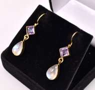 Gold Over Sterling Earrings With Gems