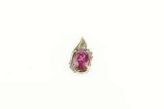 Sterling Silver 14K Gold Sim. Ruby Diamond Accent Statement Pendant