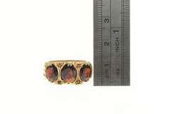 9K Yellow Gold 5.00 Ctw Garnet English Three Stone Squared Ring