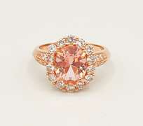18kt Rose Gold Plated Morganite Halo Cocktail Ring