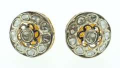 Exquisite Mine Cut Diamond Molded Halo Earrings with Gold Plated Silver