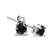 Black Diamond Stud Earrings in Sterling Silver